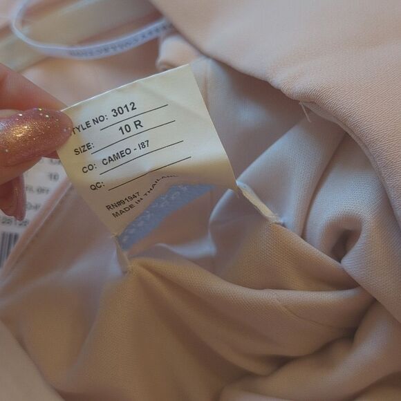 NWT Dessy Collection Off-Shoulder Light Pink Maxi Dress 3012 Cross Back Size 10 - Picture 13 of 15